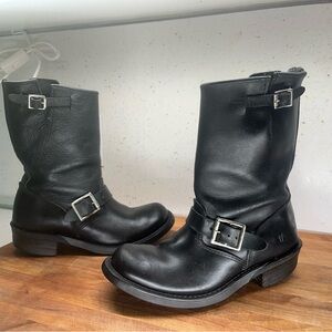 Vintage Frye Engineer Boots Women’s 7M Black Leather Moto Biker Made in USA